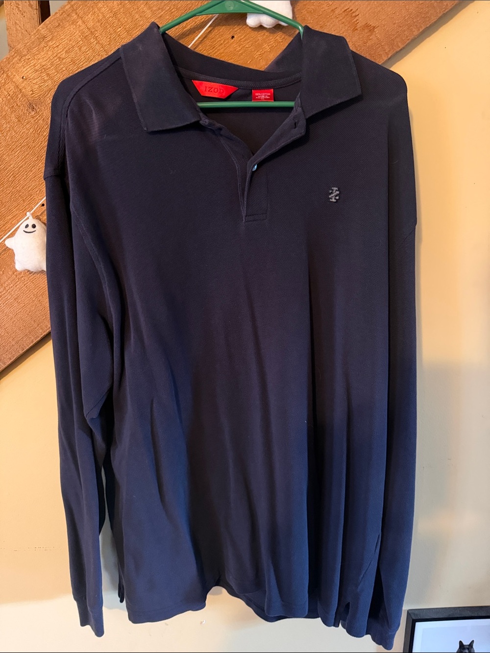 Izod Men’s Long Sleeve Polo - Navy Blue